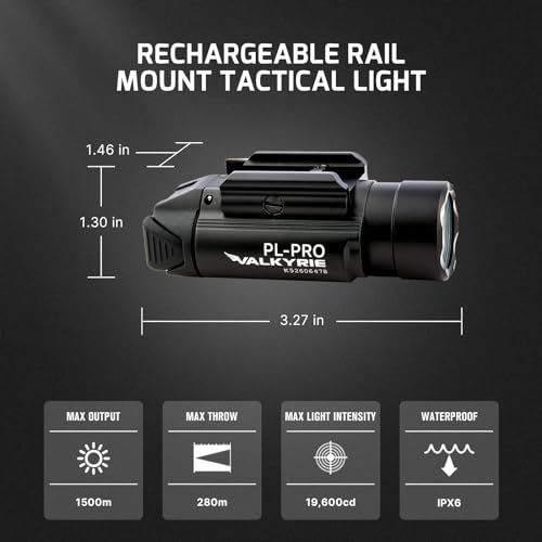OLIGHT PL-Pro Valkyrie 1500 Lumens Rechargeable Weaponlight Rail Mount Tactical Flashlight with Strobe