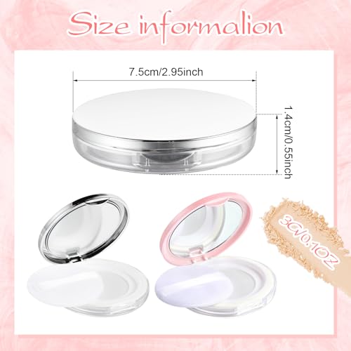 2Pcs Loose Powder Container with Puff 0.17 oz Refillable Empty Powder Compact with Mirror, Portable Empty Makeup Powder Co...