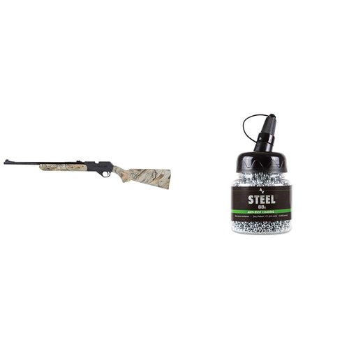 Daisy Powerline Model 35 Camo Multi-Pump Pneumatic .177 Pellet/BB Rifle & Air Venturi Steel BBS, 177 Cal, 5.1 Grains, Zinc-Plated, 2,500ct