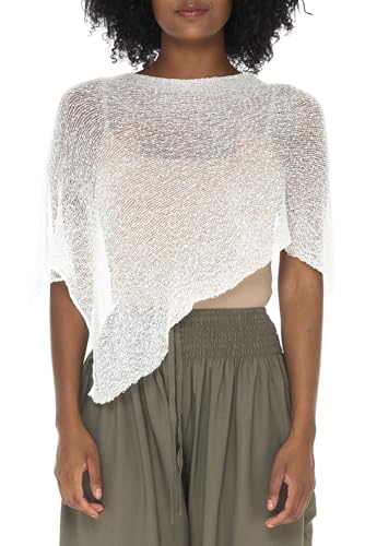 SHU-SHI Womens Sheer Knit Poncho Shrug Lightweight Cover Up One Size Fits Most