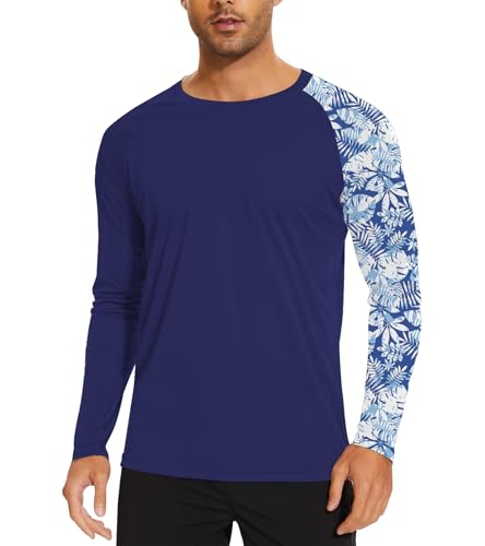 Mens Rash Guard Long Sleeve UPF 50+ Quick Dry Sun Shirt UV Protection SPF Water Shirt Fishing Swimming HH24024
