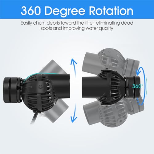 hygger Wave Maker with Controller for Feeding, 1320 GPH Ultra-Silence Aquarium Powerhead with Strong Magnet Suction Base f...