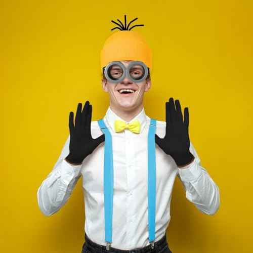 Generic Yellow Hat Funny Glasses Gloves Accessories Kit Adult Halloween Cosplay Costume, Standard