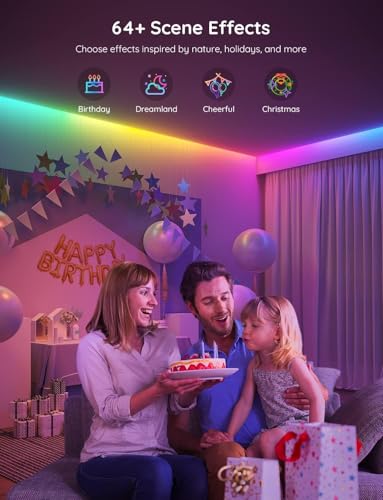 Govee RGBIC LED Strip Lights, 32.8ft Smart LED Lights for Bedroom, Bluetooth LED Lights APP Control, DIY Multiple Colors o...