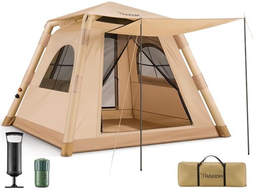 Trakiom Inflatable Tents for Camping 2-4 Person, Easy Set Up Camping Tent with Automatic & Manual Pump, Waterproof Blow Up...