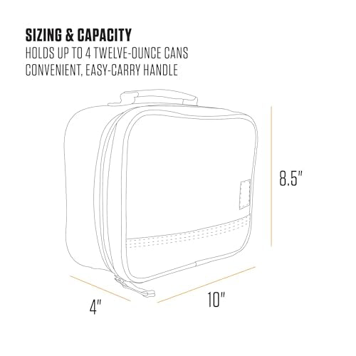 Carhartt Insulated Lunch Cooler For Men and Women, Fully Insulated Lunch Pale for Everyday Use, 4 Can (Black)