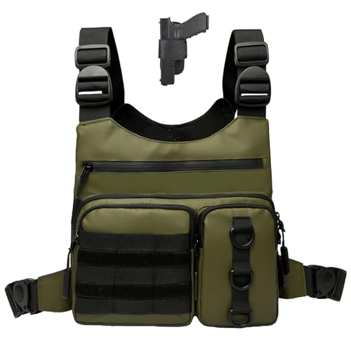Criuage Outdoor Chest Bag for Men, Lightweight Running Vest with Water Bottle Pocket, EDC Chest Pack for Hiking, Cycling