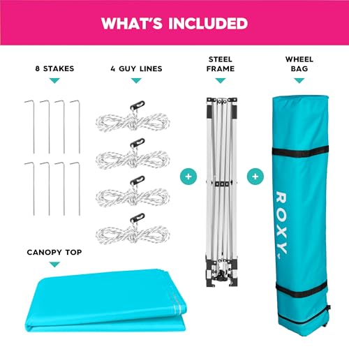Roxy 10x10 Pop Up Canopy – UPF 50+ Outdoor Beach Tent with One-Push Setup – Portable Shade Shelter for Beach, Tailgate, Fe...