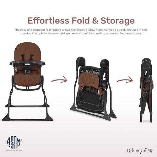 Dream On Me Snack and Stow Highchair | Adjustable Feeding Chair with Removable Tray, Lightweight, Foldable Design, Easy to...