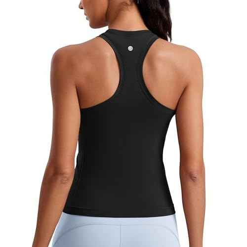 CRZ YOGA Seamless Crewneck Tank Tops for Women - Workout Athletic Running Gym Sleeveless Shirts Racerback Breathable Tee