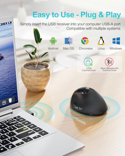 Lekvey Ergonomic Mouse, Vertical Wireless Mouse for Small/Medium Hands, Rechargeable with USB Receiver, 3 DPI for Comfort,...