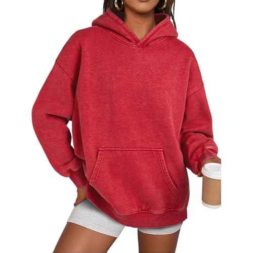 Trendy Queen Oversized Hoodies for Women Acid Wash Sweatshirt Cute Pullover Fall Winter Long Sleeve Shirts