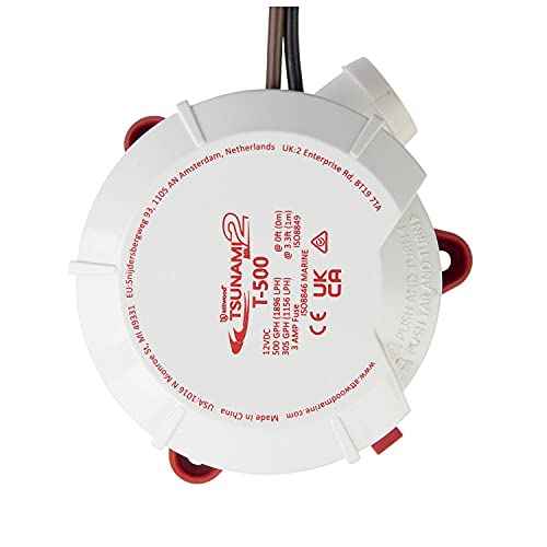Attwood 5606-7 Tsunami MK2 500 GPH Manual Blige Pump, 12 Volt, White and Red
