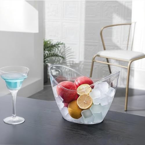 Clear Ice Bucket 4 Pack, 4L Acrylic Ice Buckets for Parties - Beverage Tub for Champagne, Beer, Wine Bottles, Large Drink ...