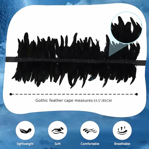 Women Feather Shawl Gothic Collar Cape Halloween Angel Demon Cosplay Party Costume