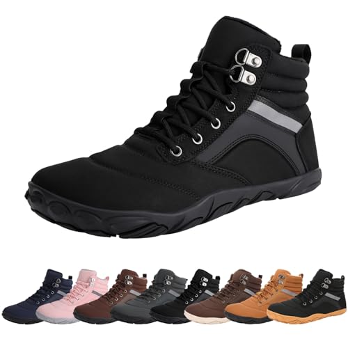 Womens Mens Winter Barefoot Boots Warm Minimalist Wide Toe Box Snow Boots Zero Drop Sole Outdoor Water Resistant Ankle Boo...
