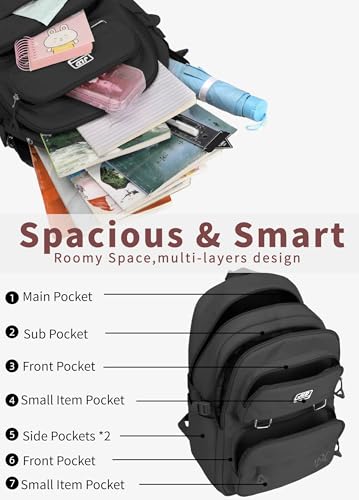 BASICPOWER School Backpack for Girls Boys, Laptop Backpack Middle High School Student Bookbag for Teens