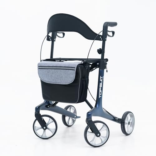 Carbon Fiber Ultralight Rollator Walker for Seniors with Seat & Brakes, Foldable ，7-Level Height ，8" Wheels, 11.5lbs Light...