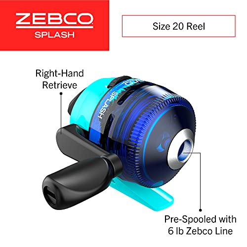 Zebco Kids Splash Jr. Spincast Reel and Fishing Rod Combo, 4-Foot 2-Piece Fishing Pole, Size 20 Reel, Right-Hand Retrieve,...
