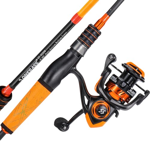 One Bass Fishing Rod and Reel Combo, Spinning Combo with SuperPolymer Handle
