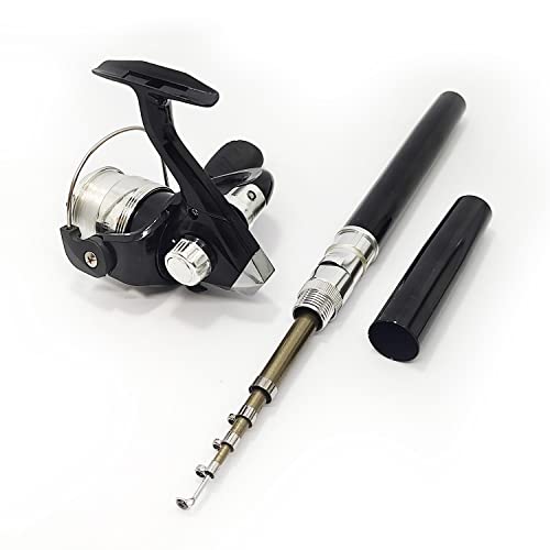 Portable Mini Small Fishing Rod and Spinning Reel Combos, Compact 38inch Pocket Pen Fishing Pole Telescopic with Line Lure...