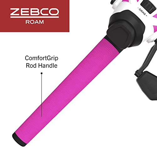 Zebco Roam Spincast Reel and Fishing Rod Combo, 6-Foot 2-Piece Fiberglass Fishing Pole with ComfortGrip Handle, Quickset A...