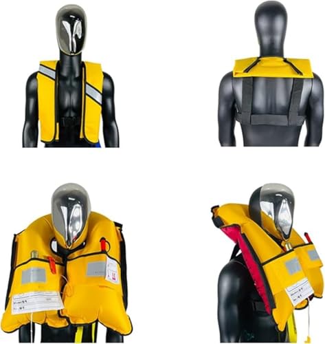3-Pack 150N Automatic Inflatable Life Jacket – Adjustable Nylon Swim Vest with CO2 Inflation, Reflective Strips & Safety B...