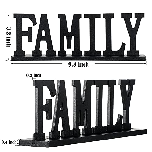 4 Pieces Love Faith Hope Family Wood Word Sign Black Wooden Cutout Letter Table Decor Rustic Letter Tabletop Decoration Fr...