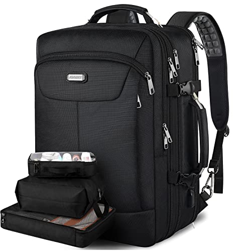 Carry on Backpack, Extra Large 50L Airline Approved TSA Travel Backpacks with 3 Packing Cubes for Women Men, USB Charging ...