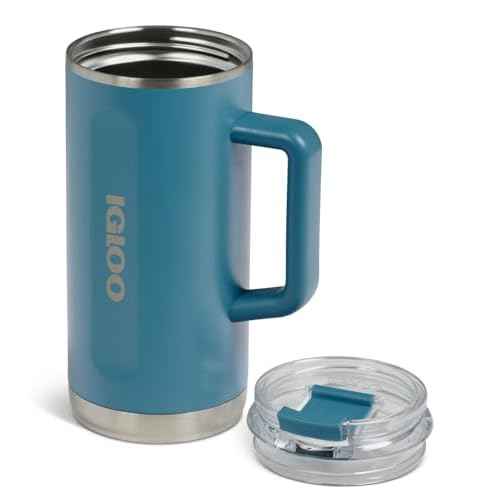 Igloo, 36 oz Tumbler with Handle, Reusable Travel Mug, Stainless Steel Insulated Hydration Cup for Hot & Cold Beverages, Modern Blue