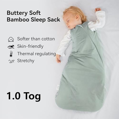 BubblePanda Rayon Made from Bamboo Sleep Sack 2t-3t 1.0 Tog Soft Toddler Sleeping Sack 24-36 Months for Babies 2-Way Zippe...
