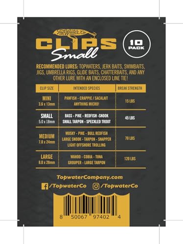 Top Water Co. Fishing Speed Clips - Durable Stainless Steel, Fast Lure Connector (Multiple Sizes)