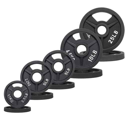 Fitvids 2-Inch Olympic ?Rubber Coated Cast Iron Plate Weight Plate for Strength Training and Weightlifting, Multiple Sizes