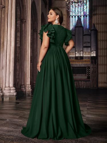 VOUIAO Women's Plus Size Bridesmaid Dresses Chiffon Wedding Guest Summer Maxi Dress Elegant Prom Evening Party Cocktail Gown