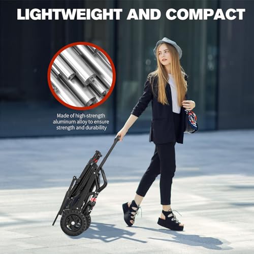 Lightweight Transport Portable Folding Wheelchair, Ultra-Light Wheelchair (Only 17lbs) with Telescopic Handle & Cupholder ...