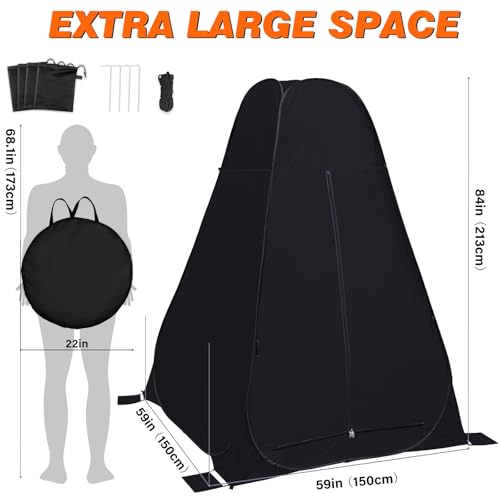 anngrowy Shower Privacy Tent, 7FT Extra Large Pop Up Toilet Tent, Portable Outdoor Bathroom Shower Enclosure, Privacy Shel...