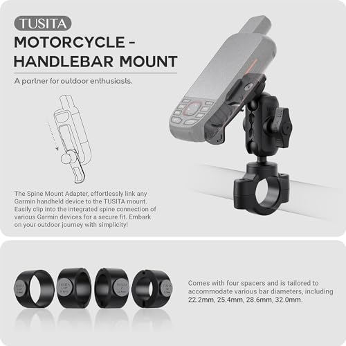 TUSITA Motorcycle GPS Mount - Holder Compatible with Garmin Handheld GPS - Double Socket Arm Handlebar Base