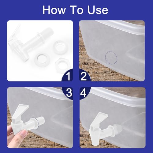 Rierdge 4 Pcs White Plastic Water Spigot Spout, Replacement Cooler Faucet Water Dispenser Tap Set, Water Beverage Lever Po...