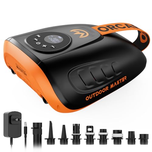 OutdoorMaster 25PSI High Pressure 74Wh Rechargeable SUP Air Pump Electric ORCA PRO - Auto-Off & Deflation Function, Batter...