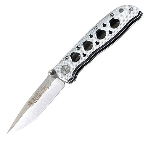 Smith & Wesson Extreme Ops CK105H 7.3in S.S. Folding Knife with 3.2in Drop Point Blade and Aluminum Handle for Outdoor, Ta...
