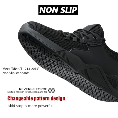 ulogu Waterproof Non Slip Shoes for Men Women Work Sneakers Food Service Water Resistant Slip on Walking Shoes Black