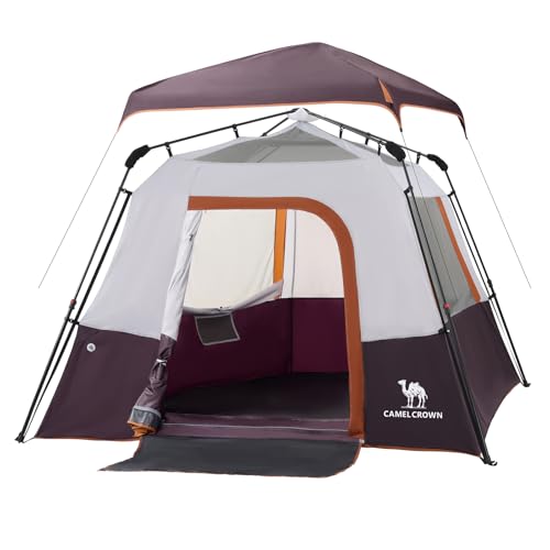 Camping Tents 4/6 Person Pop Up Instant Tent - Setup in 60s for Family Camping, Windproof Design, Family Cabin Tent with R...