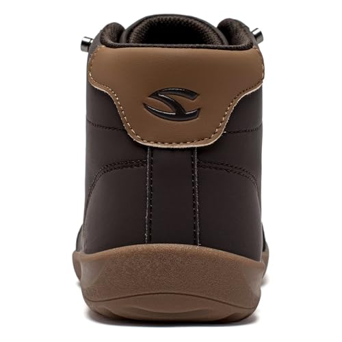 HOBIBEAR Leather Barefoot Boots Zero-Drop Wide Width Minimalist Shoes Unisex Mid Top Walking Boots