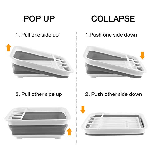 THANSTAR Collapsible Dish Drying Rack Portable Dinnerware Drainer Organizer for Kitchen RV Campers Travel Trailer Space Sa...