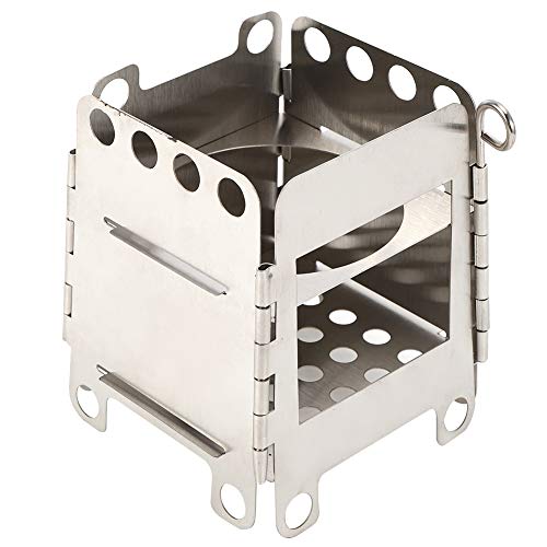 Portable Stainless Steel Folding Stove, Wide Opening Design for Adding Wood with Reusable Pouch, for Outdoor Camping BBQ H...