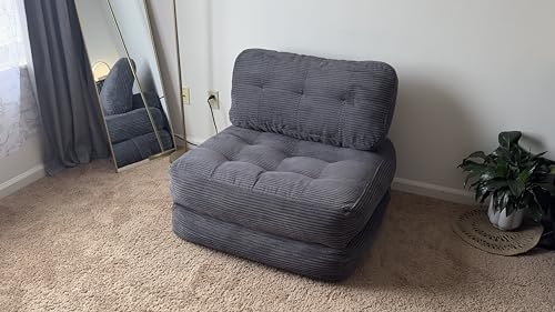 YITAHOME Folding Sofa Bed, Convertible Lazy Sleeper Chair with Pillow Foldable Mattress with Back Support, Portable Fold Out Chair Bed,Comfy Floor Sofa Lounge for Living Room, Bedroom, Dark Grey