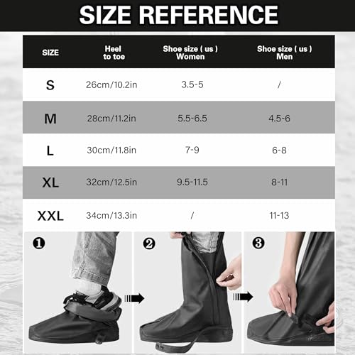 iCreek Waterproof Shoe Covers Reflective Rain Boot Foldable Non-Slip Protective Overshoes for Rainy Day, Hiking, Outdoor