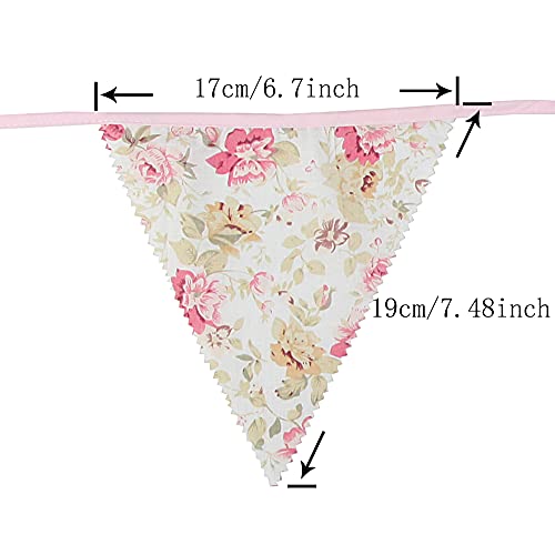 jijAcraft 39Ft Triangle Bunting Banner, 42Pcs Tea Floral Party Bunting Cotton Fabric Flags Pennant Garlands for Birthday P...