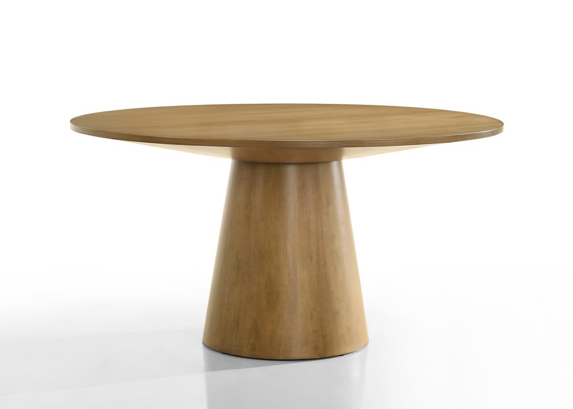 Lilola Living Jasper Driftwood Finish 5 Piece 47 Contemporary Round Dining Table Set With Pedestal Base And Black Finish Chairs