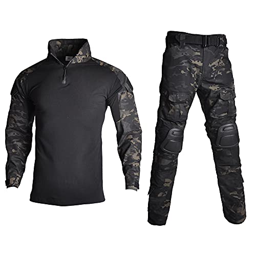 Lilychan Mens Tactical Military Suits Long Sleeve Rip-Stop Uniforms Combat Shirt and Pants Elbow Knee Pads